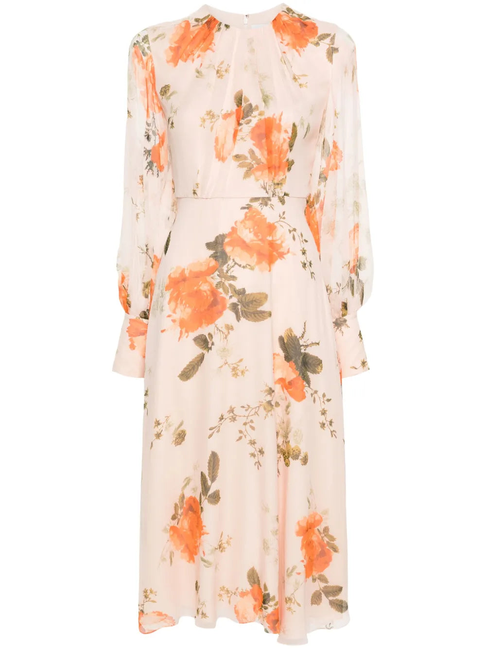 Floral-Print Silk Midi Dress