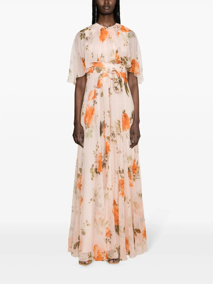 Floral-Print Silk Maxi Dress