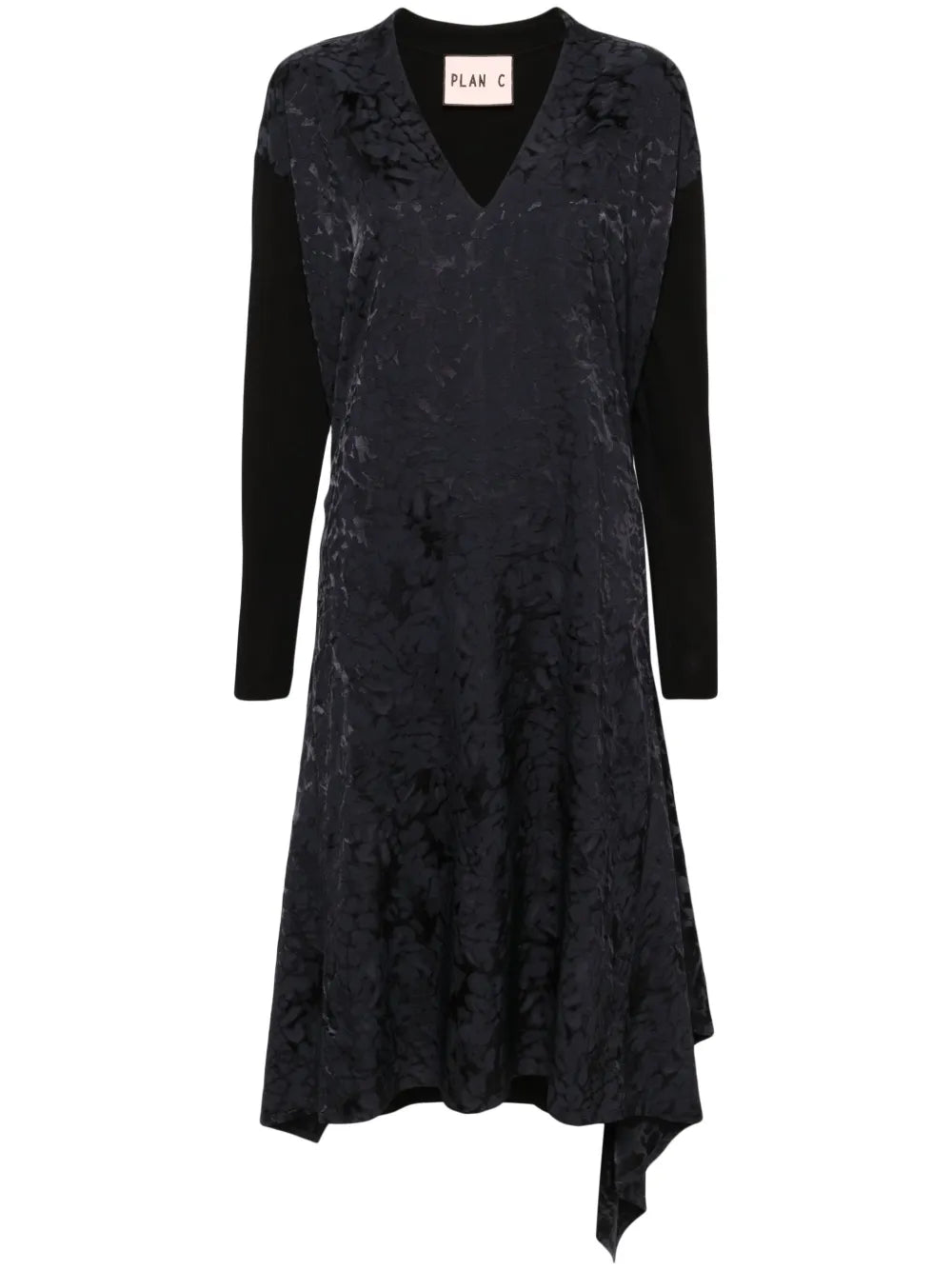 Draped Jacquard Midi Dress
