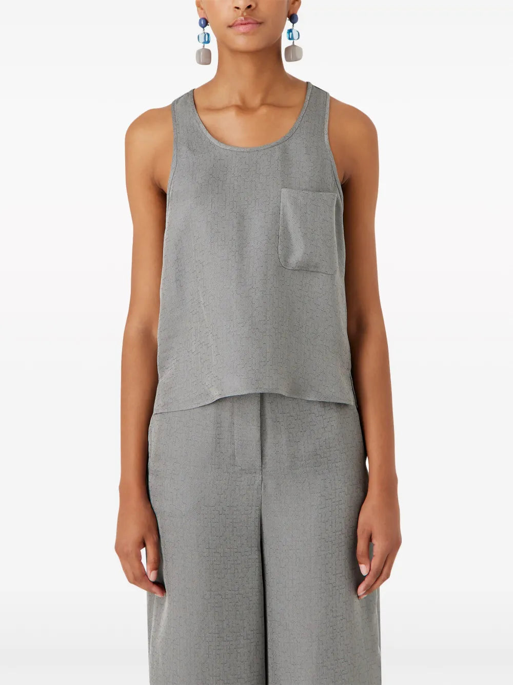Geometric-Motif Tank Top