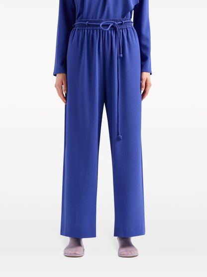 Elasticated-Waist Straight-Leg Trousers