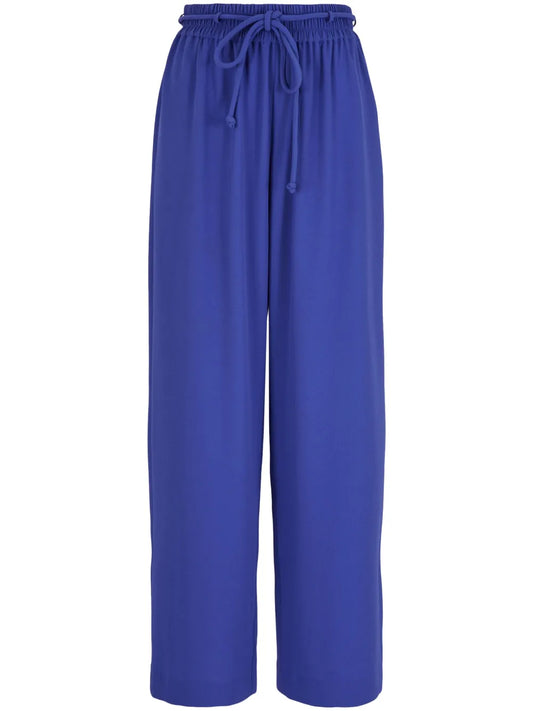 Elasticated-Waist Straight-Leg Trousers