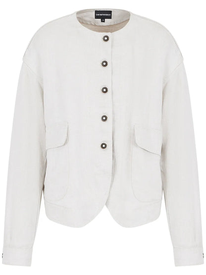 Single-Breasted Collarless Jacket