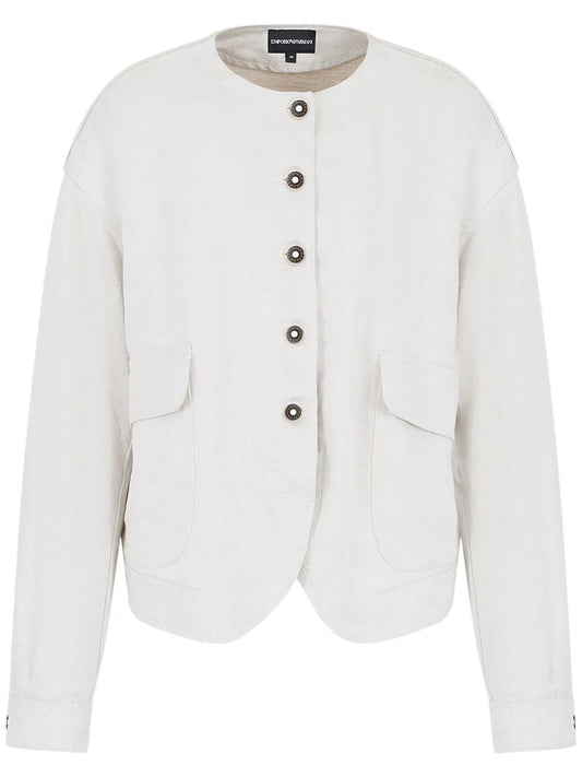 Single-Breasted Collarless Jacket