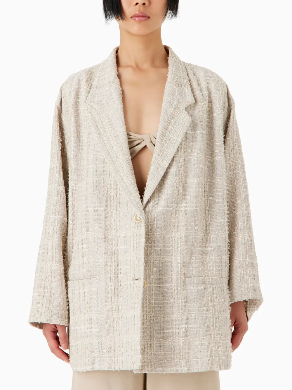 Single-Breasted Bouclé Blazer