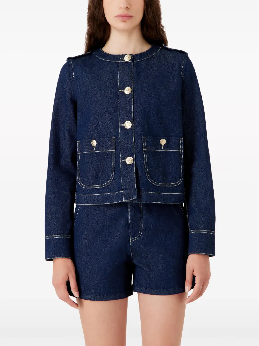 Round-Neck Denim Jacket