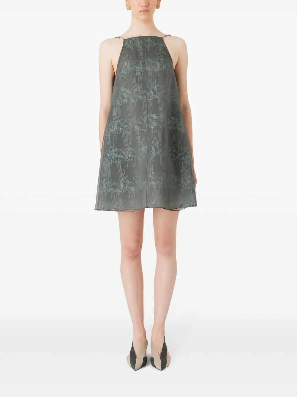Striped Sheer-Overlay Minidress