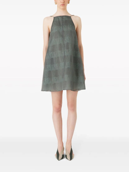Striped Sheer-Overlay Minidress