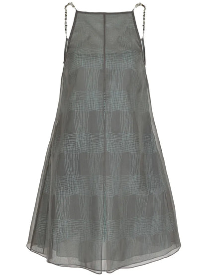 Striped Sheer-Overlay Minidress