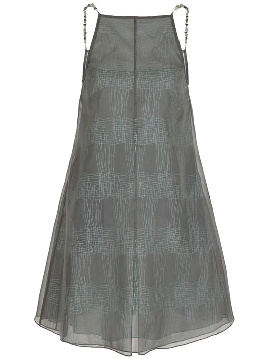 Striped Sheer-Overlay Minidress