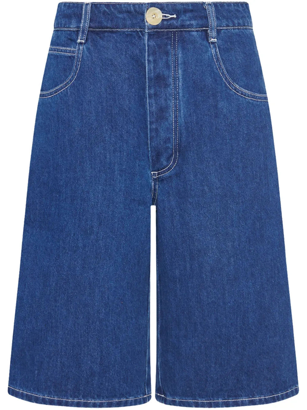 Wide-Leg Denim Shorts