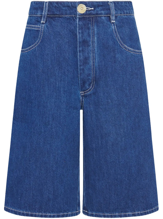 Wide-Leg Denim Shorts