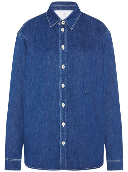 Pointed-Collar Denim Shirt