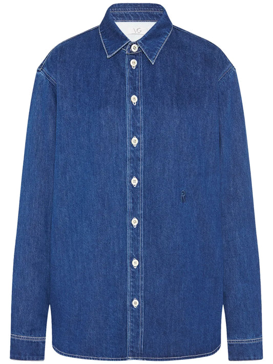 Pointed-Collar Denim Shirt