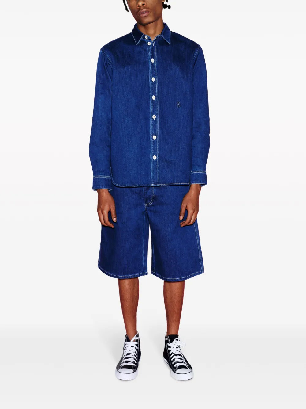Pointed-Collar Denim Shirt