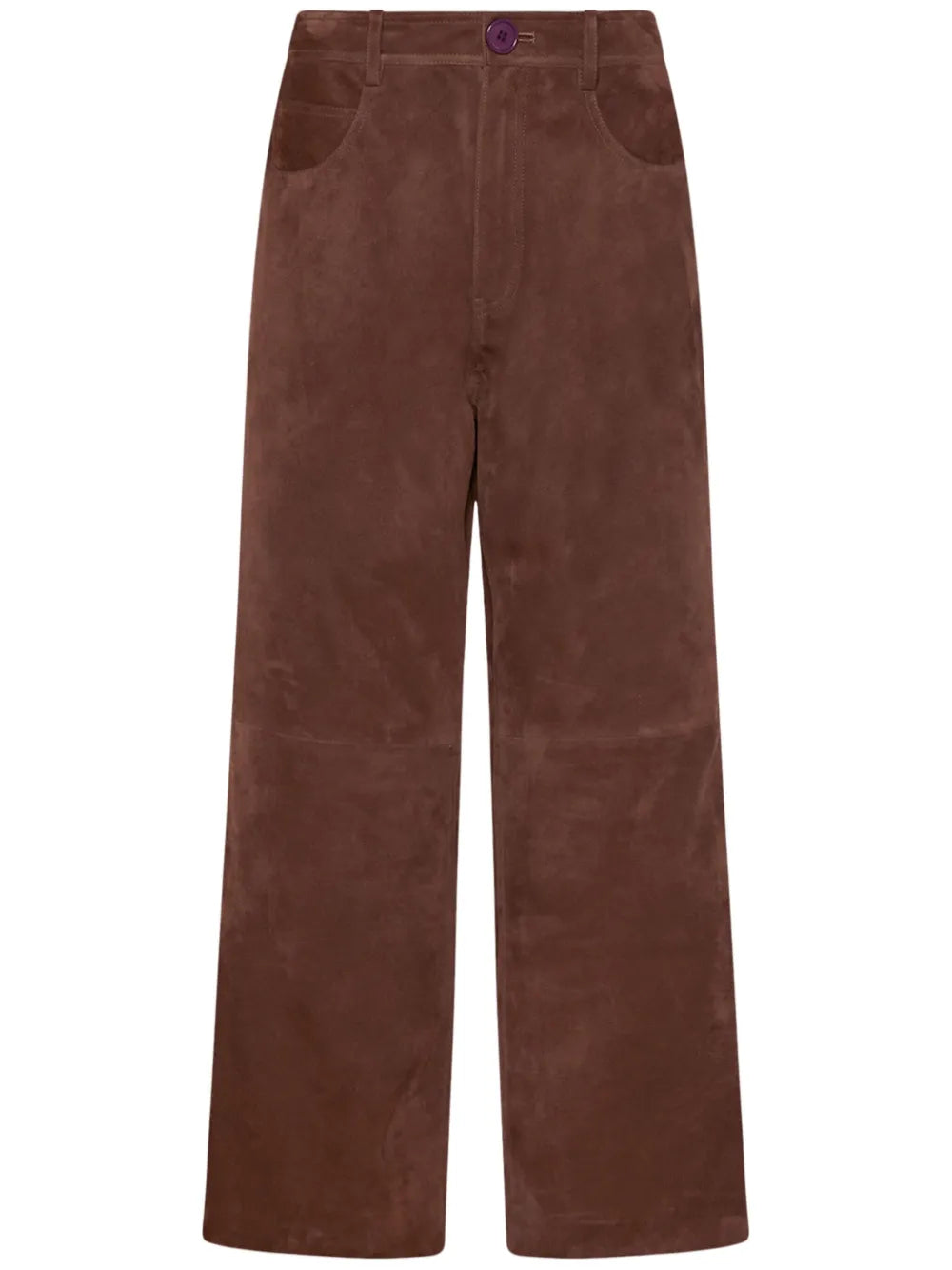 Straight-Leg Suede Trousers