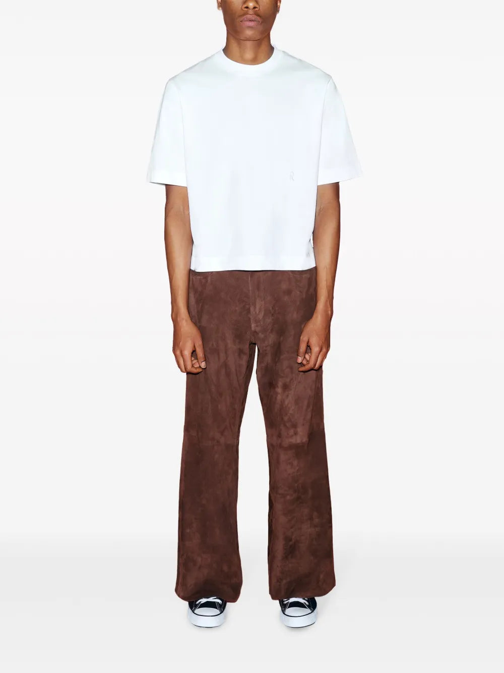 Straight-Leg Suede Trousers