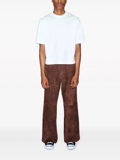 Straight-Leg Suede Trousers
