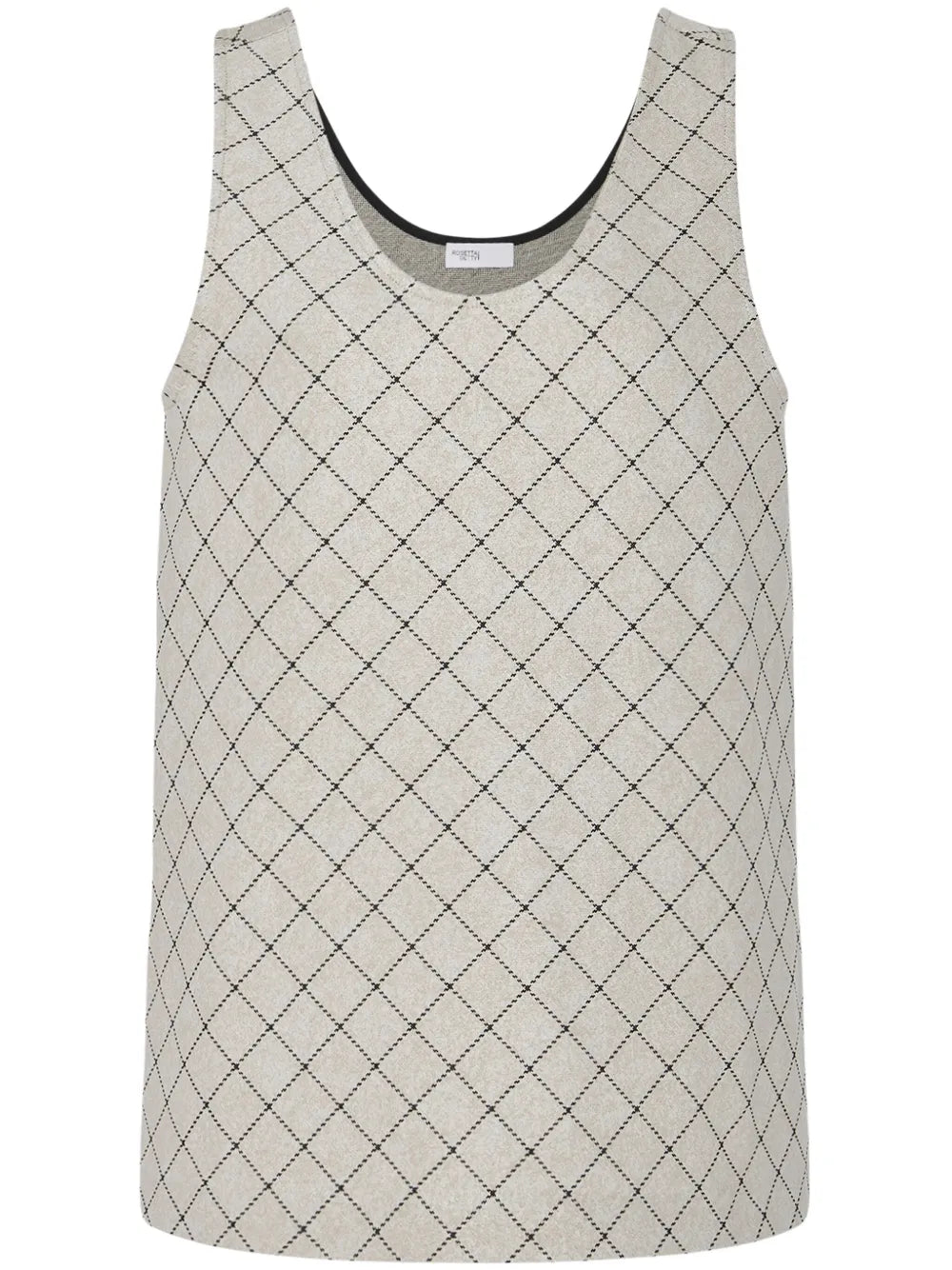 Windowpane-Print Vest Top