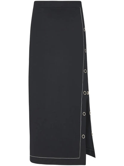 Press-Stud Midi Skirt