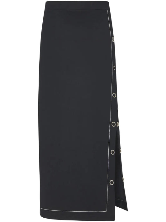 Press-Stud Midi Skirt