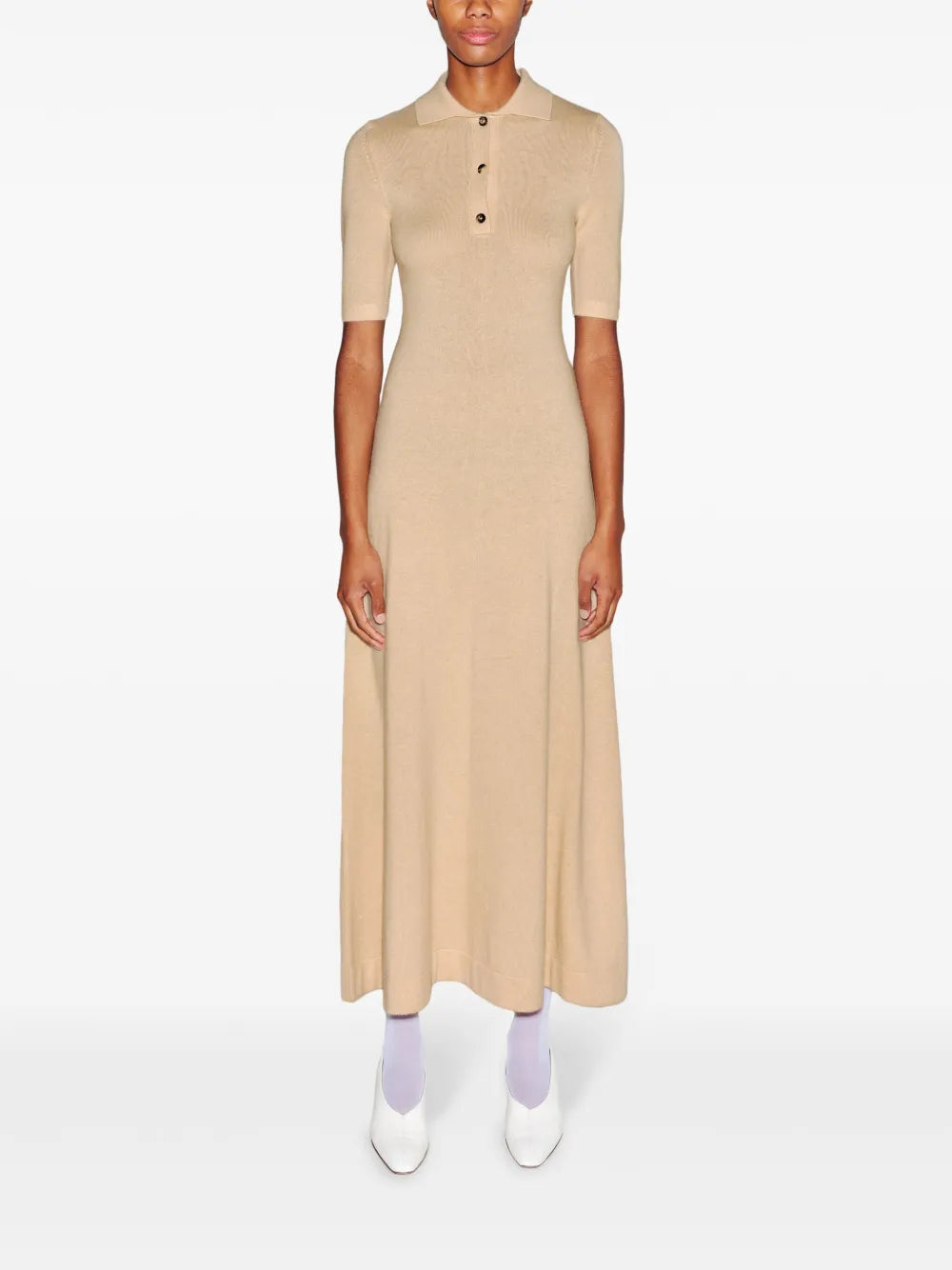 Wool-Cashmere Polo Midi Dress