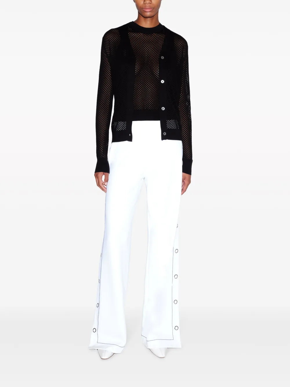 Press-Stud Wide-Leg Trousers