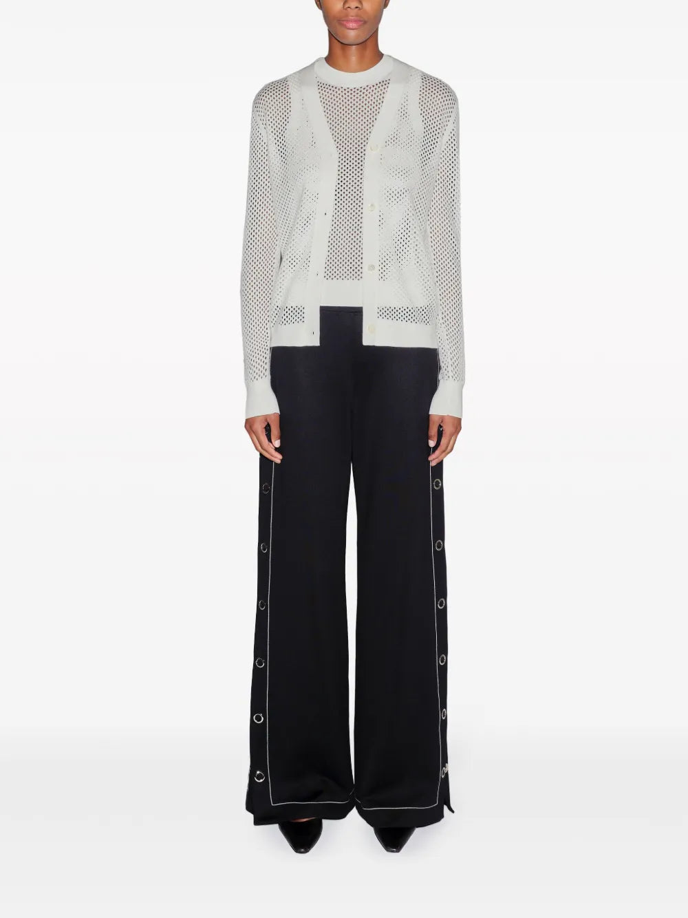 Press-Stud Wide-Leg Trousers