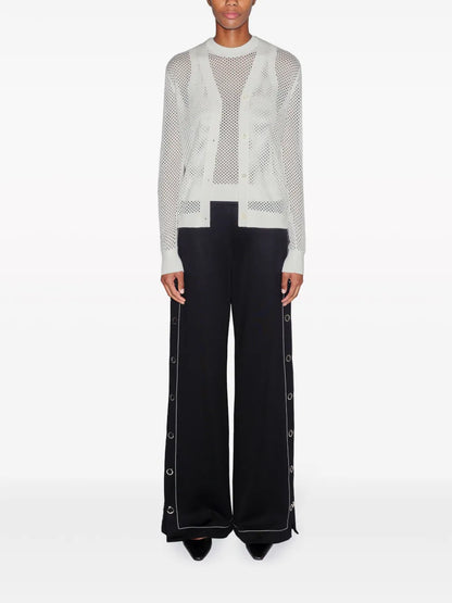 Press-Stud Wide-Leg Trousers