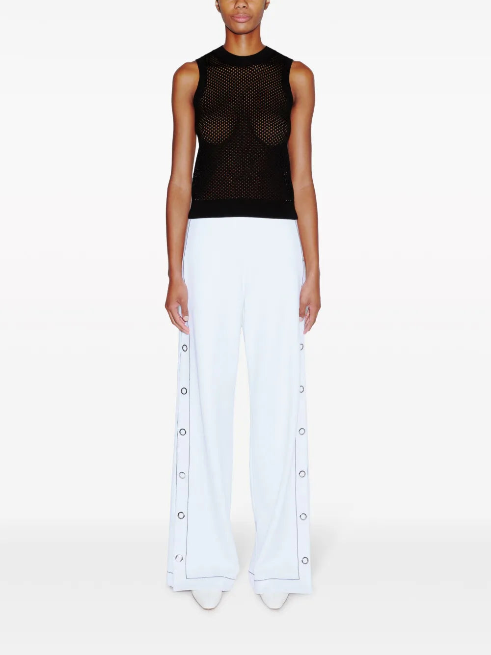 Pointelle Fine-Knit Midi Dress