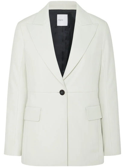 Peak-Lapel Leather Blazer
