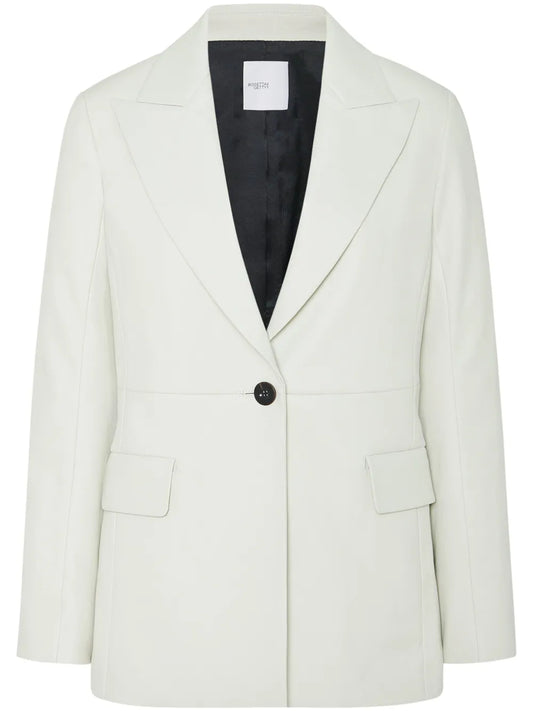 Peak-Lapel Leather Blazer