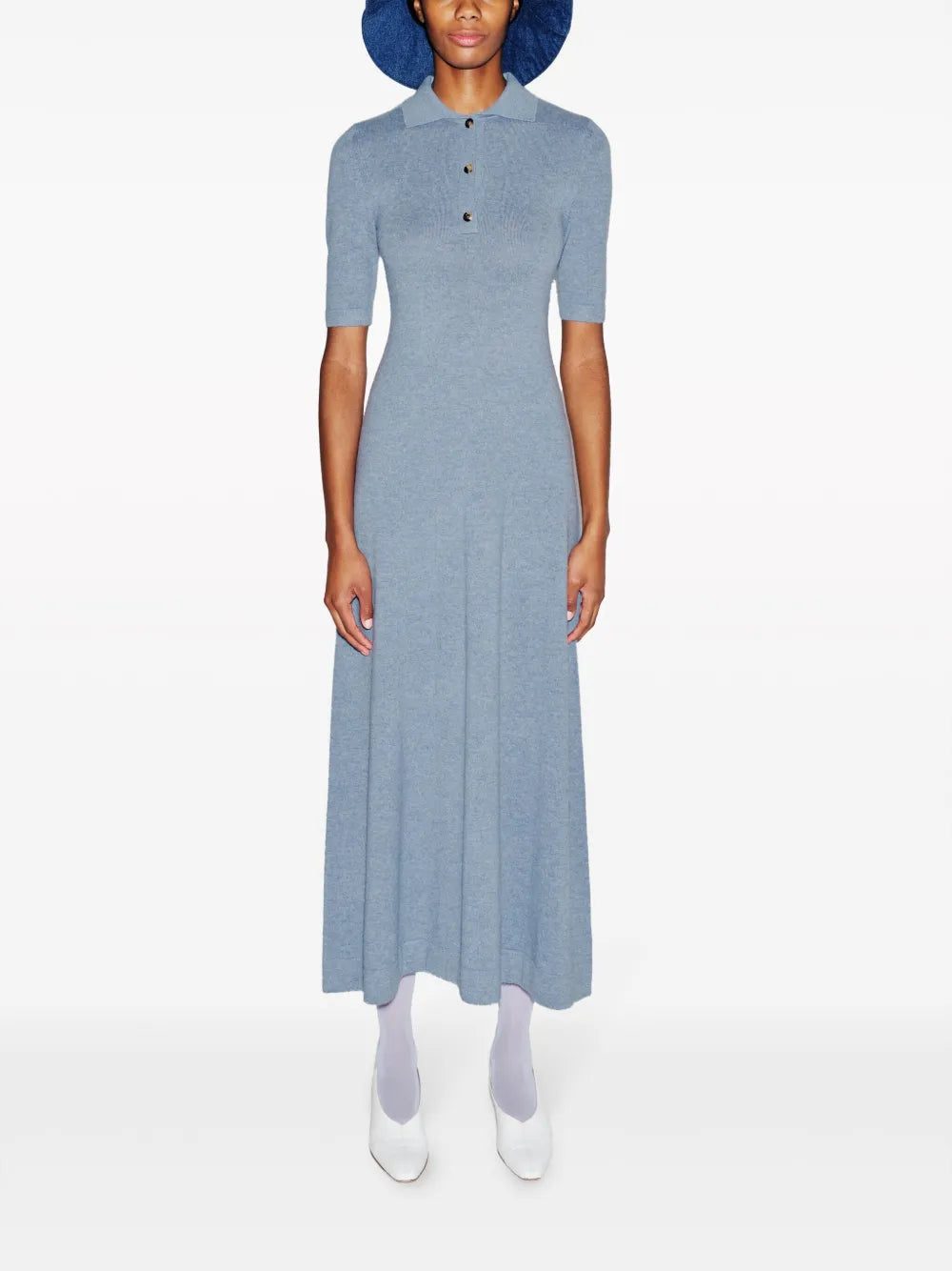 Wool-Cashmere Polo Midi Dress