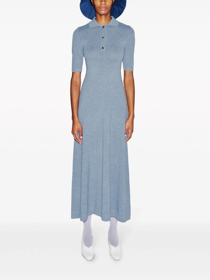 Wool-Cashmere Polo Midi Dress