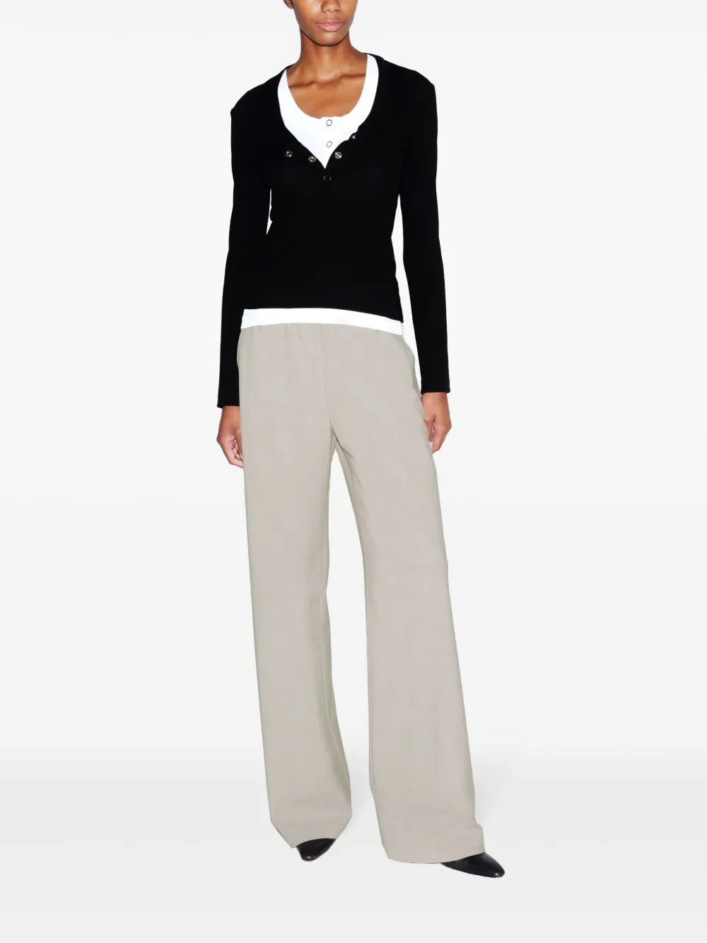 Wide-Leg Wool-Blend Trousers
