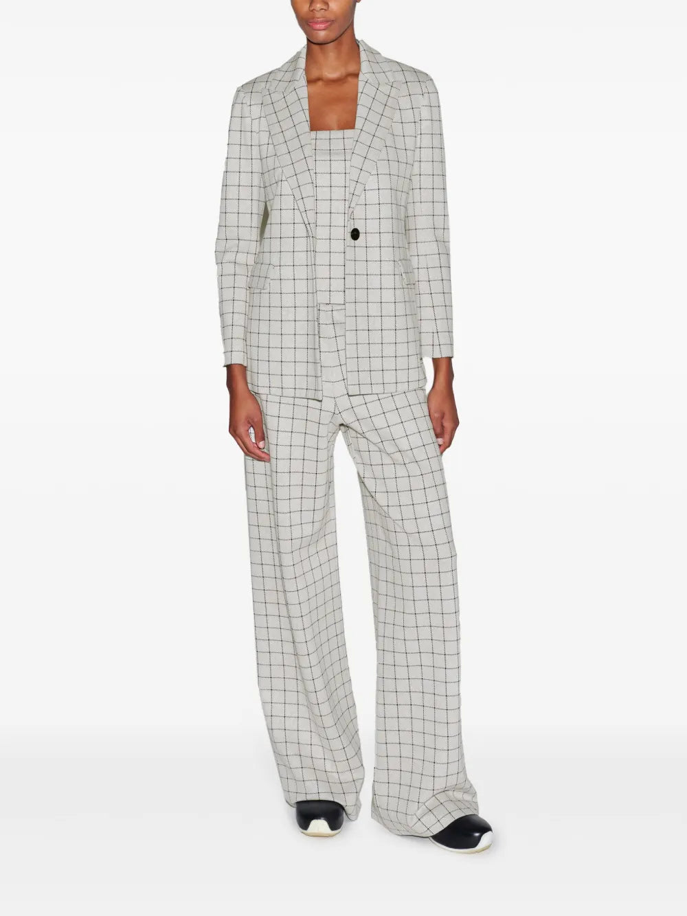 Grid-Pattern Strapless Top