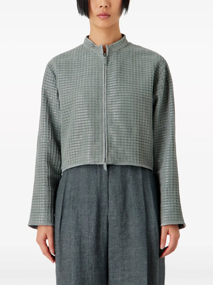 Geometric-Panelled Leather Jacket