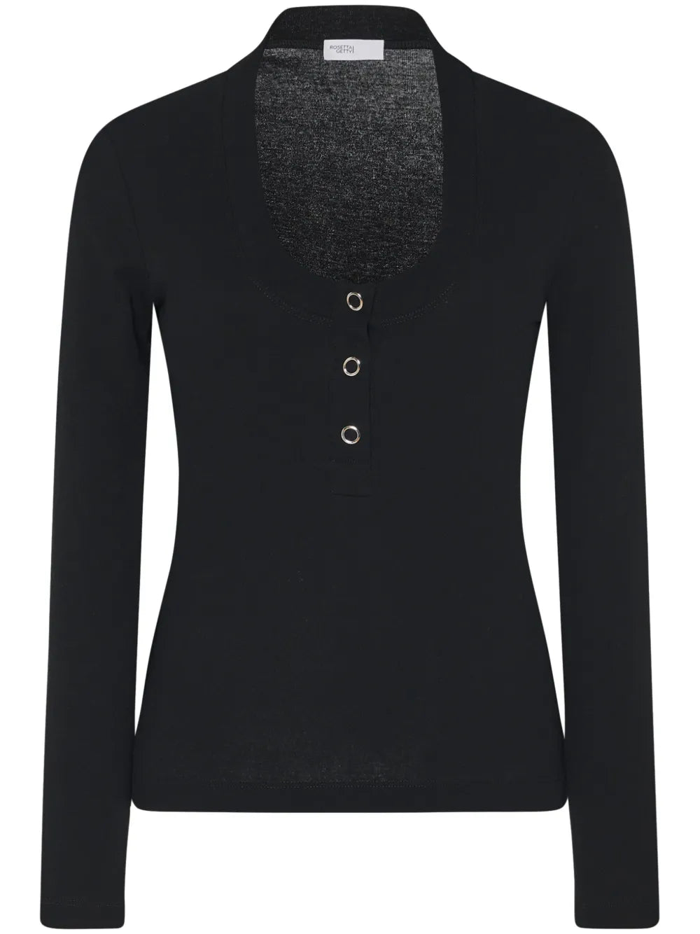 Henley Ribbed-Knit Top