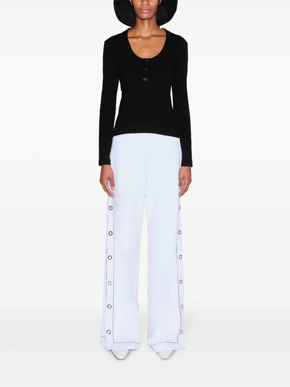 Henley Ribbed-Knit Top