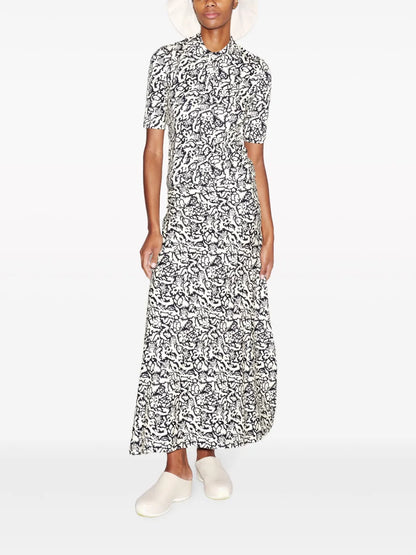 Abstract-Print Maxi Skirt