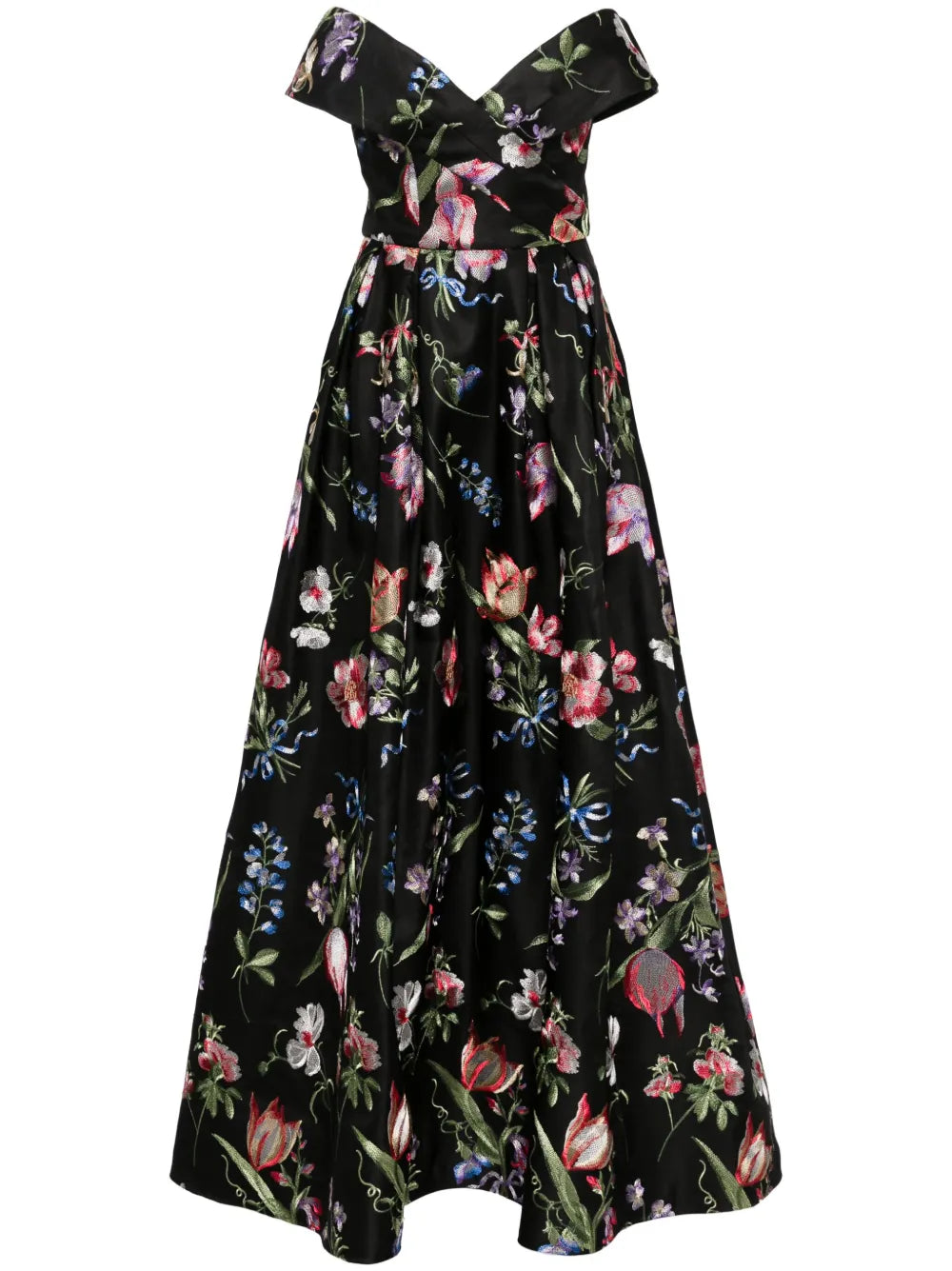Alex Floral-Embroidered Gown