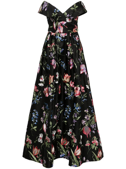 Alex Floral-Embroidered Gown