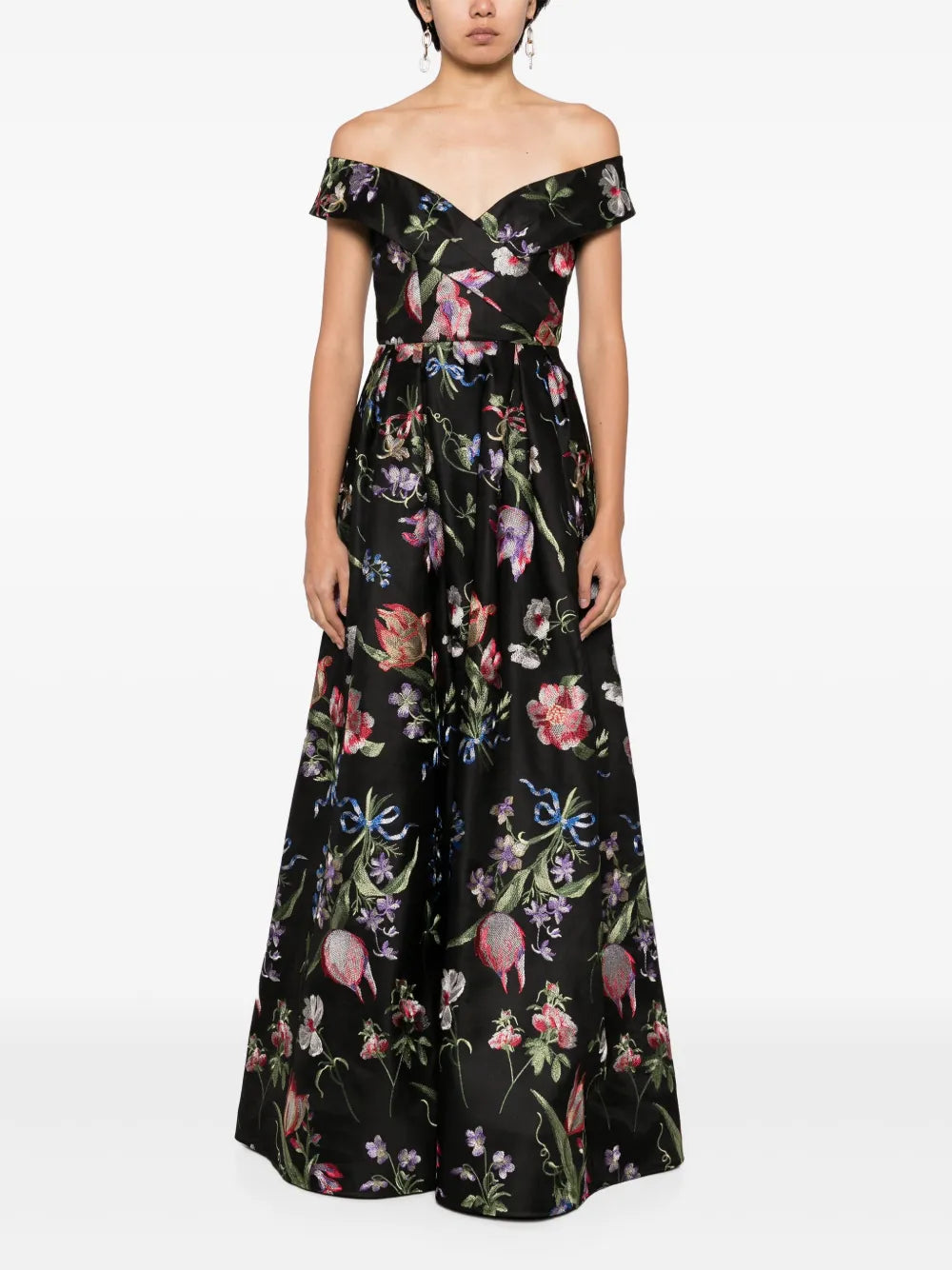 Alex Floral-Embroidered Gown