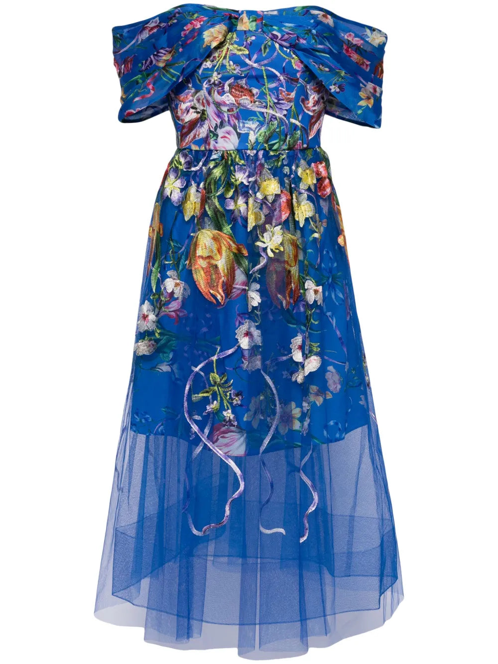 Ribbons Tulle Midi Dress