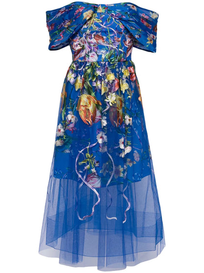 Ribbons Tulle Midi Dress