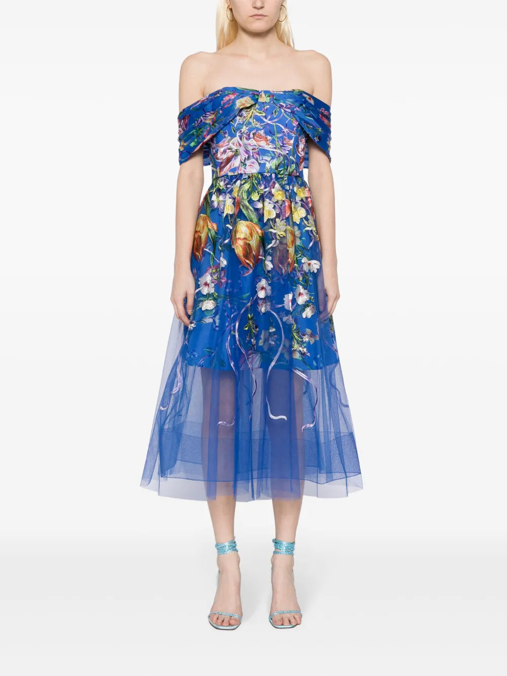 Ribbons Tulle Midi Dress