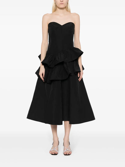 Taffeta Tiered Midi Dress