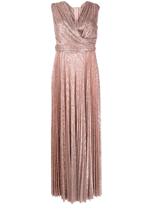 Pleated Lurex Maxi Dress