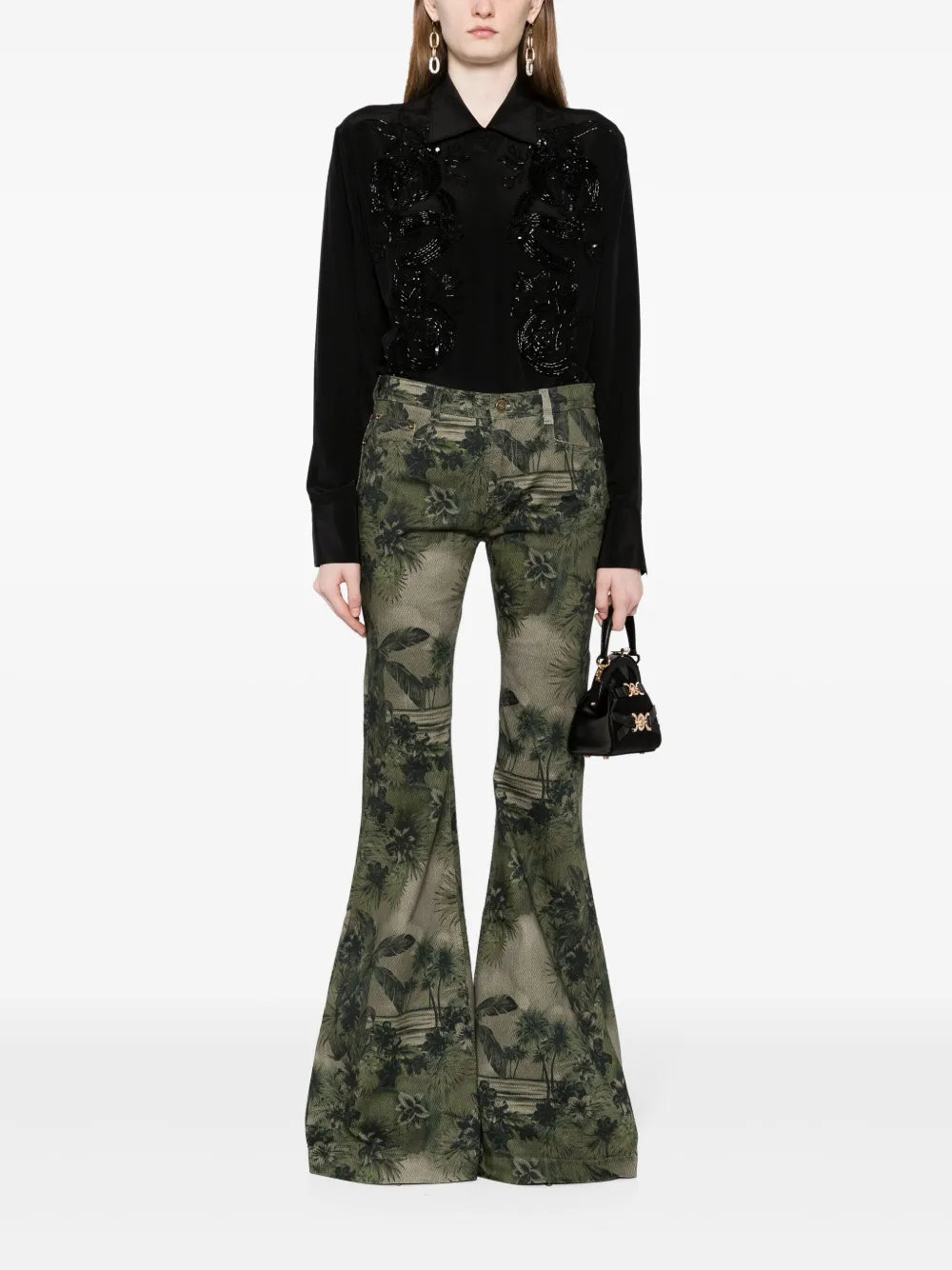 Bead-Embellished Appliqué Viscose Shirt