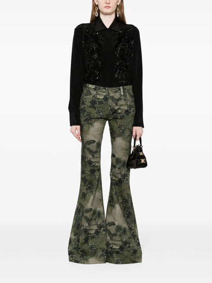 Bead-Embellished Appliqué Viscose Shirt